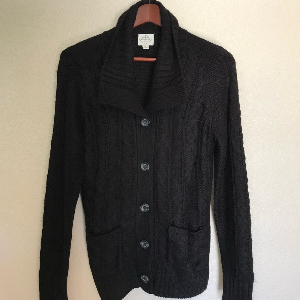 St. John's Bay Black Cable Knit Cardigan